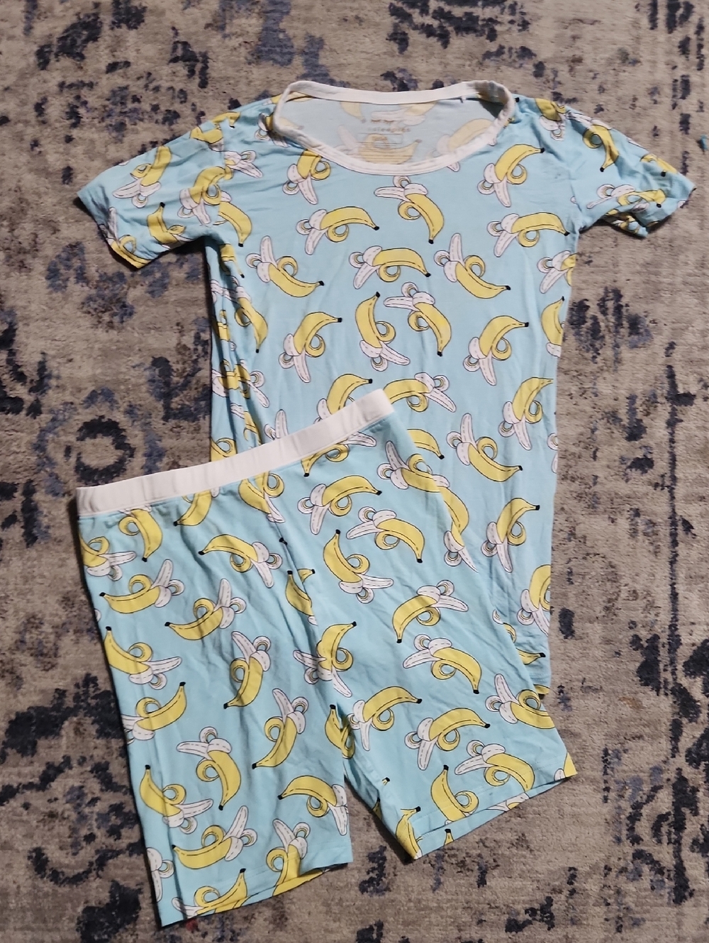 Little Sleepies Kids Light Blue Banana Print Pajama Set